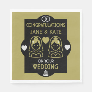 Gay Girls Wedding Day Napkins