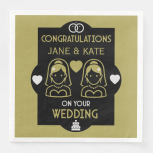 Gay Girls Wedding Day Paper Dinner Napkins