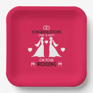 Gay Girls Wedding Day Paper Plates