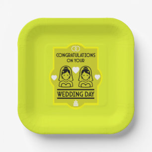 Gay Girls Wedding Day Paper Plates