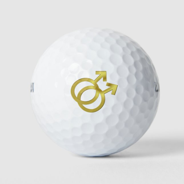 Gay Gold Symbol Wedding Rings Valentine's Day Golf Balls (Front)
