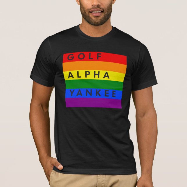 GAY Golf Alpha Yankee Phonetic Alphabet T-Shirt (Front)