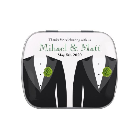 Gay Green Carnation Wedding Jelly Belly Favors Candy Tin