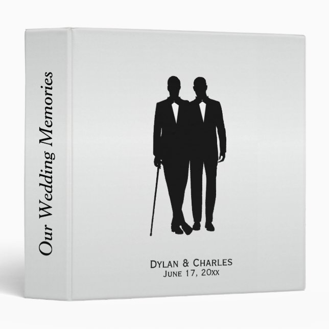 Gay Grooms Our Wedding Binder Silver  (Front/Spine)
