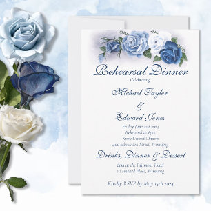 Gay Grooms Regency Blue Roses Invitation