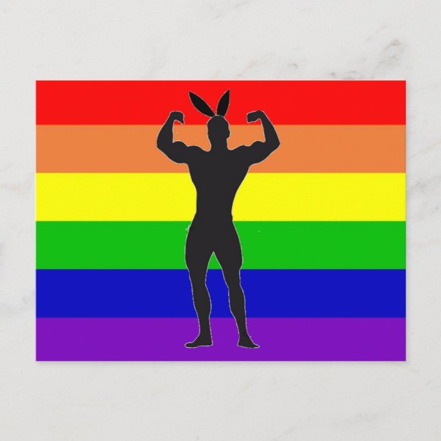 Gay Gym Bunny Pride Postcard (Front)