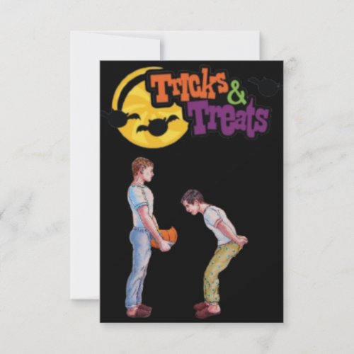 Gay Halloween Tricks and Treats Greeting Card Note Card
