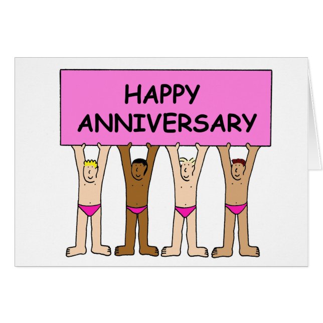 Gay Happy Anniversary Men in Underpants Cards (Front Horizontal)