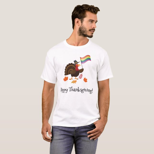 Gay Happy Thanksgiving Male T-Shirt (Front Full)