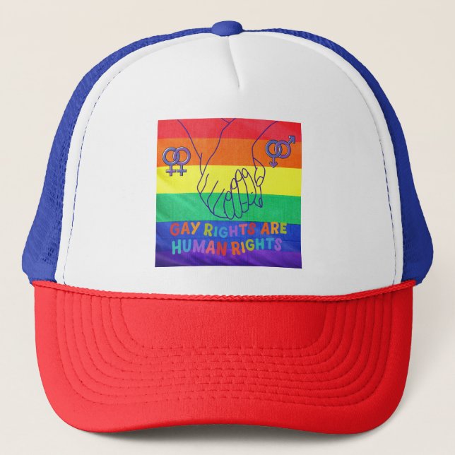 Gay have rights trucker hat (Front)
