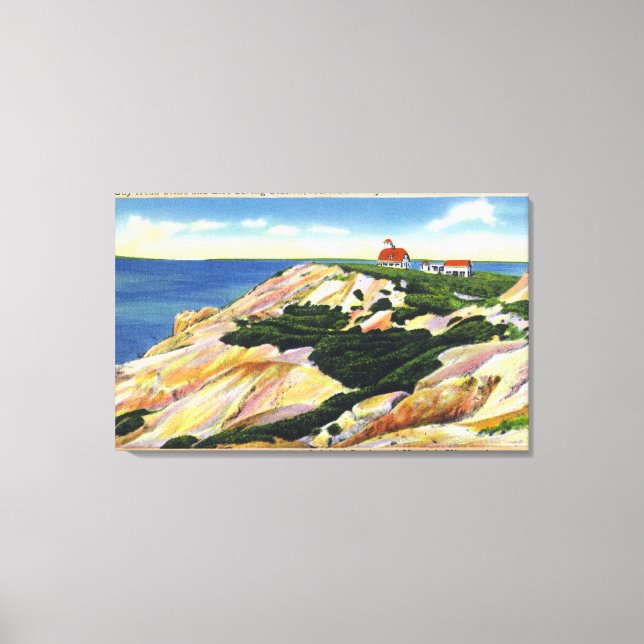 Gay Head Cliffs and Life Saving Station View Canvas Print (Front)