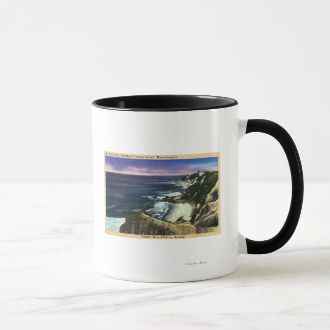 Gay Head Cliffs, Striped Bass Fishing Grounds Mug (Right)