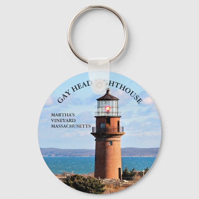 Gay Head Lighthouse, Martha's Vineyard MA Keychain (Front)