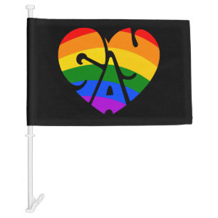 Gay Heart Car Flag