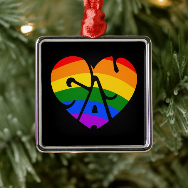 Gay Heart Metal Ornament (Tree)