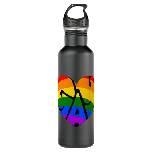 Gay Heart Stainless Steel Water Bottle (Front)
