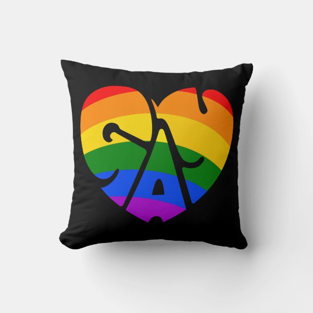 Gay Heart Throw Pillow (Front)