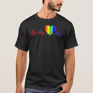 Gay Heartbeat Love Life Rainbow Pride Flag Gay Stu T-Shirt