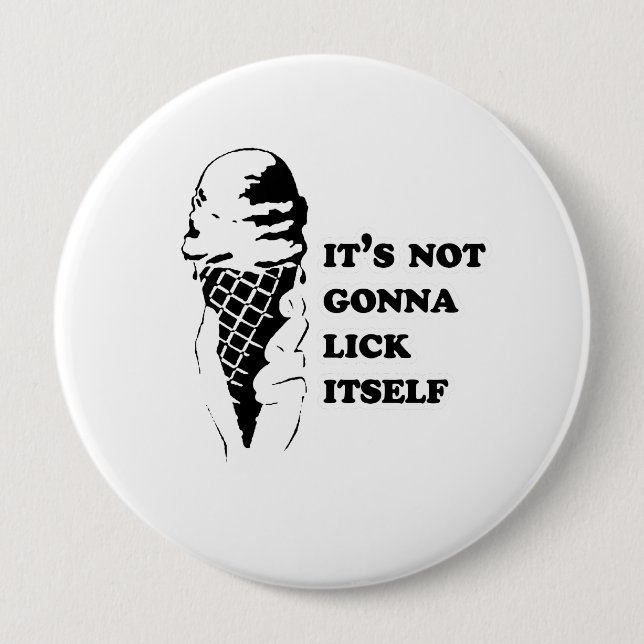 Gay Humor lick itself reverse Button (Front)