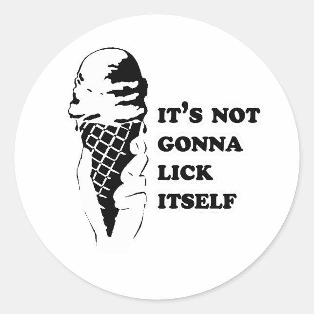 Gay Humor lick itself reverse Classic Round Sticker (Front)