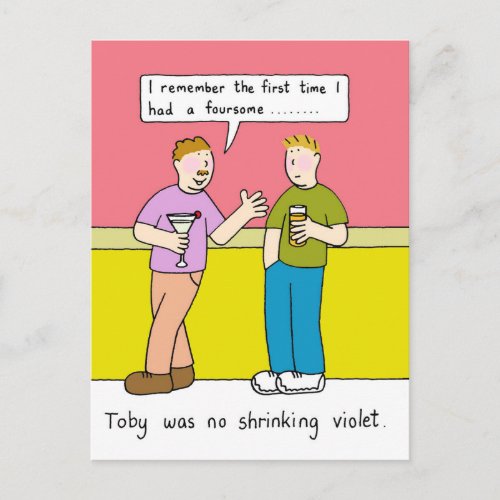 Gay Humor the Foursome Cartoon Postcard