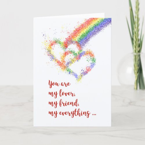 Gay Husband Anniversary Beautiful Rainbow Hearts   Card