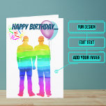 Gay Husband Birthday Card<br><div class="desc">It can be difficult to find the appropriate birthday card for a gay couple. But we have just the card for your husband. Outside is a colorful design of husbands in a rainbow pride motif. Inside we've written just the right message to speak to the moment; but just in case...</div>