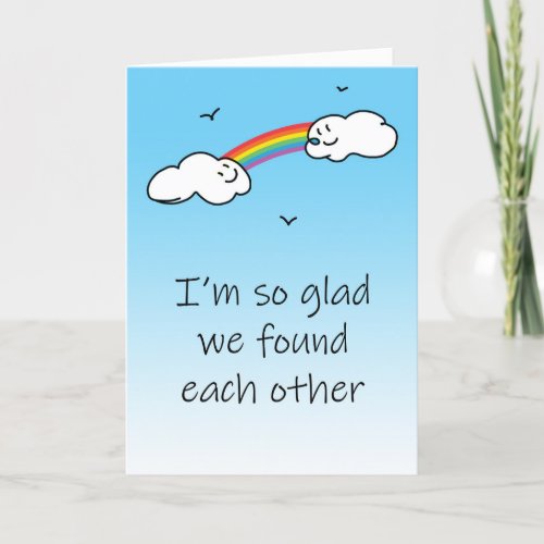 Gay Husband or Wife Anniversary Rainbow  Clouds Card