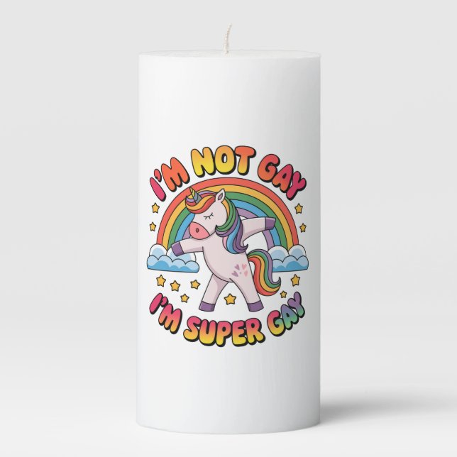 Gay Im Super Gay Sublimation-60681 Tri-Blend Shir Pillar Candle (Front)