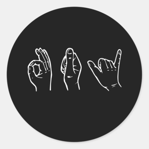 GAY IN SIGN LANGUAGE _ WHITE _png Classic Round Sticker