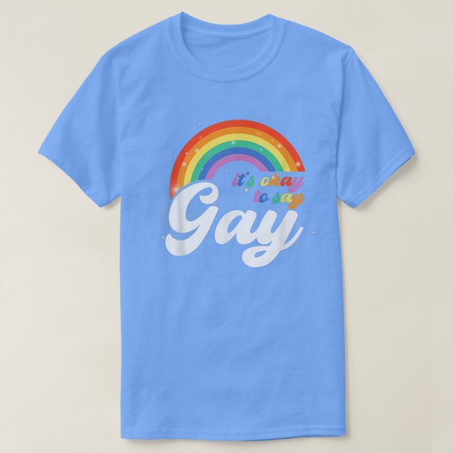Gay It's Okay To Say Gay LGBTQ Gay Pride Flag Prid T-Shirt (Design Front)