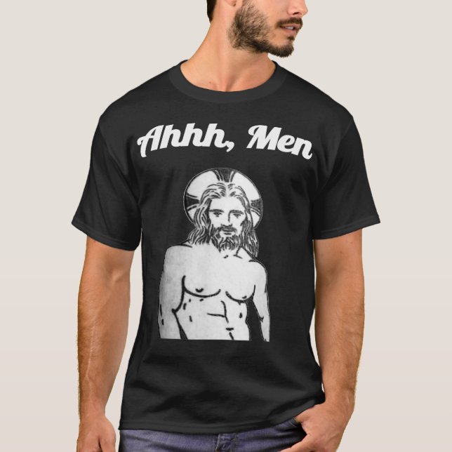 Gay Jesus Ah Men Funny Atheist Christian Humor LGB T-Shirt (Front)