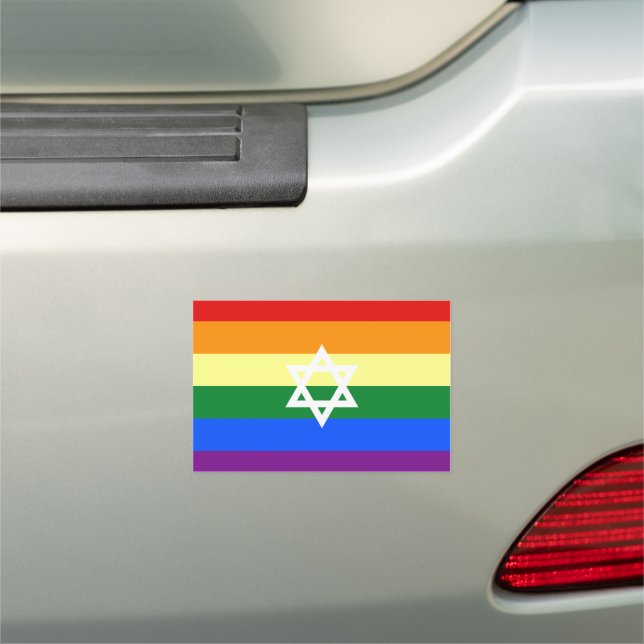 Gay Jewish Pride Flag Car Magnet (In Situ)