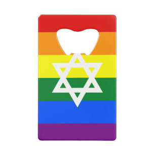 Gay Jewish Pride Flag Credit Card Bottle Opener
