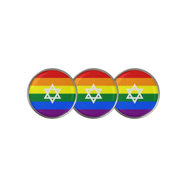Gay Jewish Pride Flag Golf Ball Marker (3 Up)