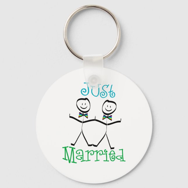 Gay Just Married Favors Keychain (Front)