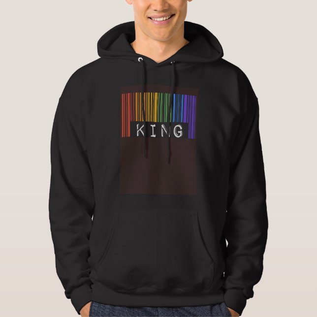 Gay King Barcode Trendy Queer Pride Flag Aesthetic Hoodie (Front)