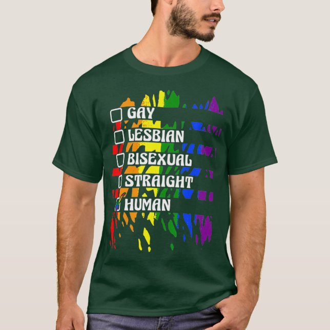 Gay Lesbian Bisexual Straight Human Pride Gender T-Shirt (Front)