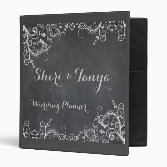 Gay Lesbian Chalkboard Binder Wedding Planner (Front/Inside)