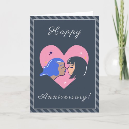 Gay Lesbian Couple Wedding Anniversary LGBTQ Love Holiday Card