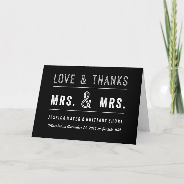 Gay Lesbian Couple Wedding Thank You Card Zazzle