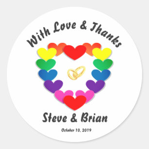 Gay Lesbian Custom Wedding Favor Round Stickers