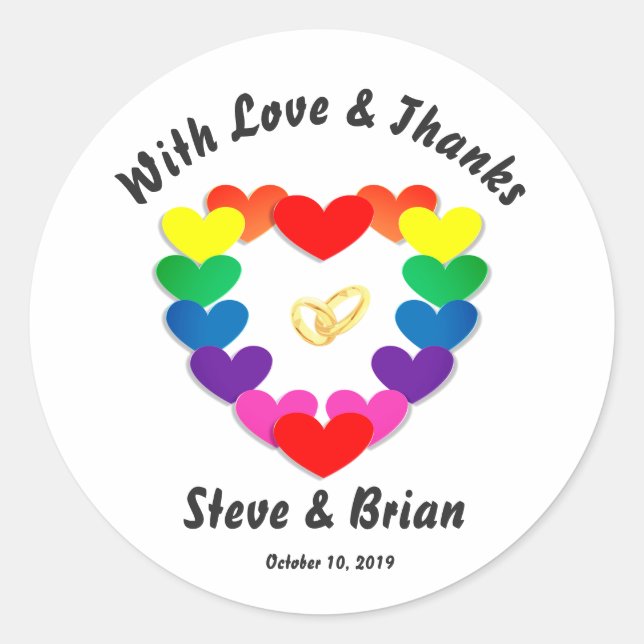 Gay Lesbian Custom Wedding Favor Round Stickers (Front)