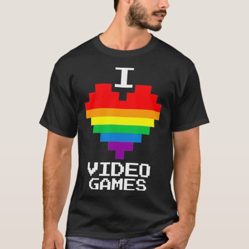 Gay Lesbian Gamer I Heart Love Video Games  Retro  T_Shirt