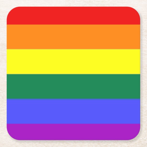 Gay Lesbian LGBT Rainbow Pride Flag Square Paper Coaster.