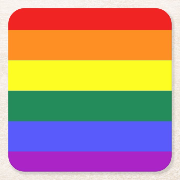 Gay Lesbian LGBT Rainbow Pride Flag Square Paper Coaster | Zazzle.com