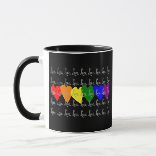 GayLesbian Love Twisted Rainbow hearts Mug