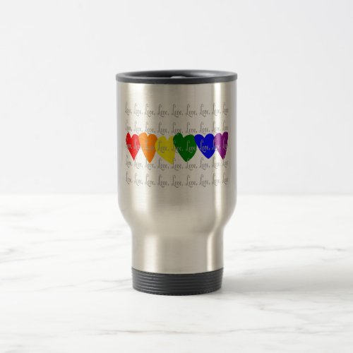 GayLesbian Love Twisted Rainbow hearts Travel Mug