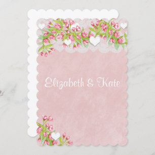 Gay Lesbian Pink & White FlowersWedding Invitation