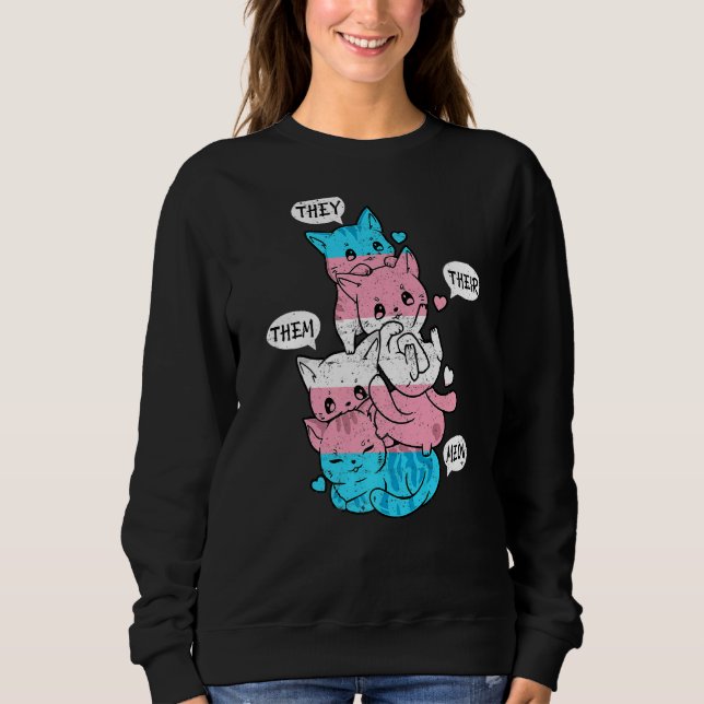 Gay Lesbian Pride Cat  Lgbt  Cats Pile Transgender Sweatshirt (Front)